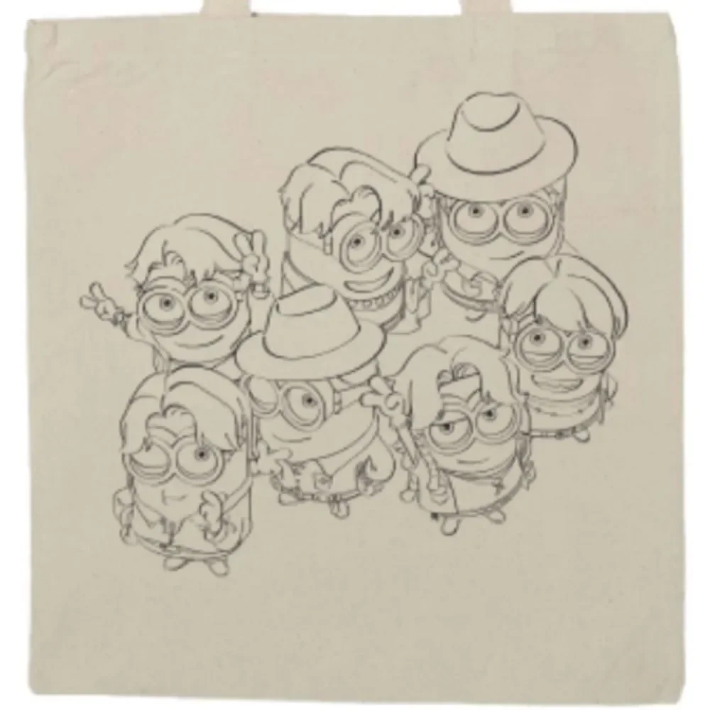 NWT Minions Cream Canvas Tote Bag with Cartoon Design